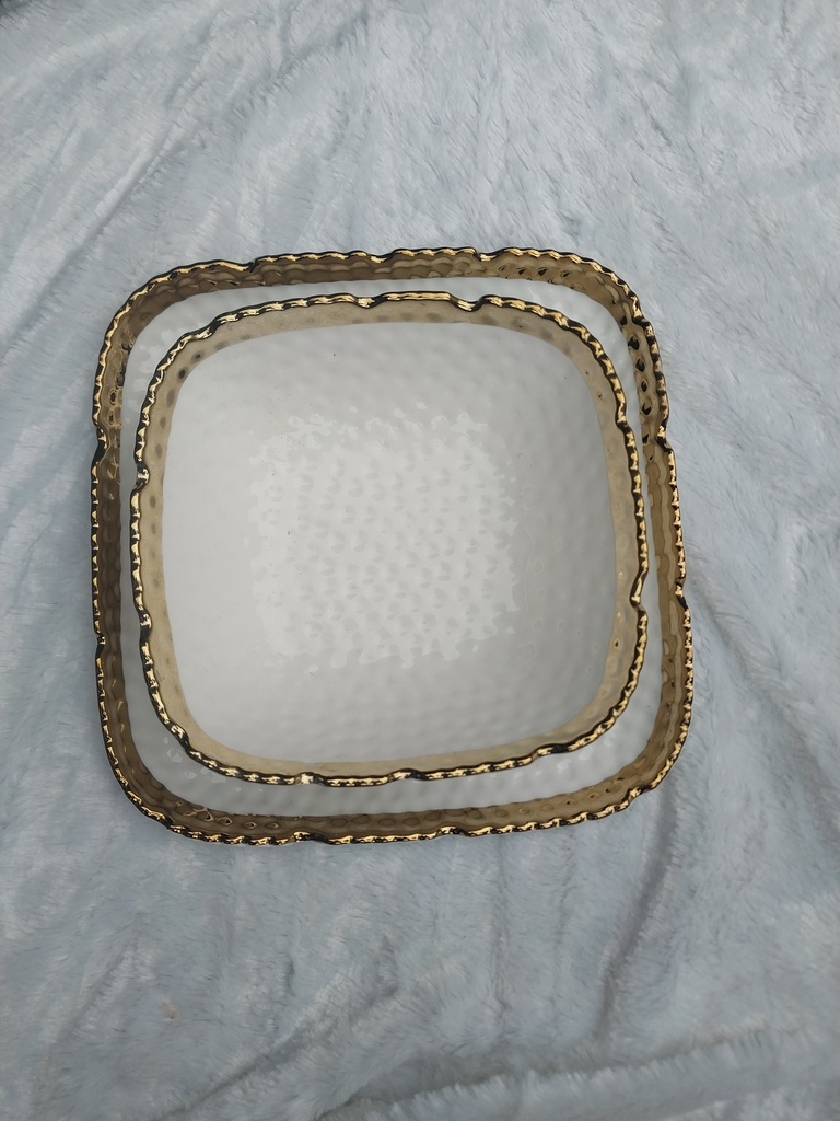 GOLD PLATED WHITE SQUARE PLATE